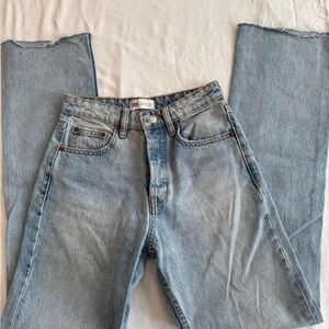 Zara Women's Sky Blue Straight Leg Jeans